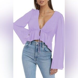 Lavender Tie Front Blouse